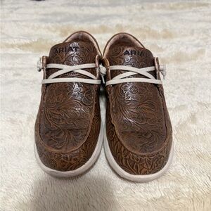 Ariat Embossed Leather Shoes in Brown and White